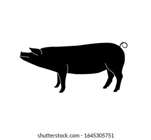 Vector Silhouette Pig Isolated White Background Stock Vector (Royalty ...