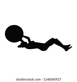 Vector silhouette of pilates position isolated on white background. Young woman black silhouette illustration.