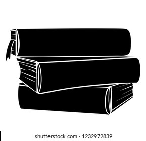 Vector silhouette pile of books