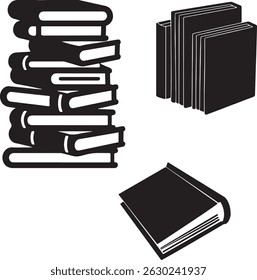 Vector Silhouette Pile Books Stock Vector 