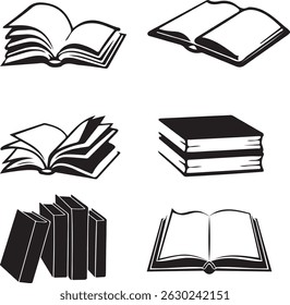 Vector Silhouette Pile Books Stock Vector 
