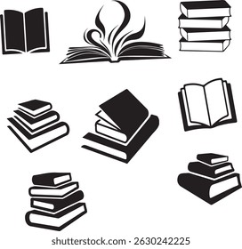 Vector Silhouette Pile Books Stock Vector 