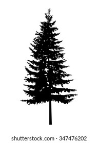 Vector silhouette of pine tree. Can be used as poster, badge, emblem, banner, icon, sign, decor...