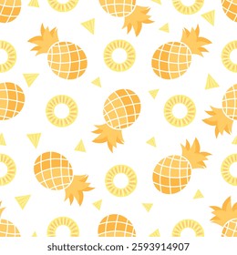 Vector silhouette pineapple seamless pattern. Endless repeatable pineapples texture background for textile fabric prints wallpaper backgrounds or any else. White pineapple texture on dark background
