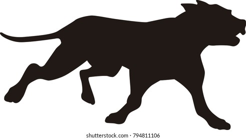 Vector silhouette pitbull running 