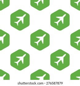 Vector silhouette of plane in hexagon, repeated on white background