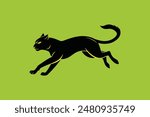 Vector silhouette of a playful cat pouncing.