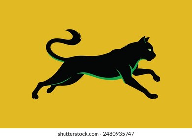 Vector silhouette of a playful cat pouncing.