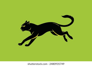 Silueta de Vector de un gato juguetón abalanzándose.