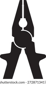 Vector silhouette of pliers in black. Hand tool isolated on white background. Perfect for construction, repair, workshop, DIY, and industrial design projects.