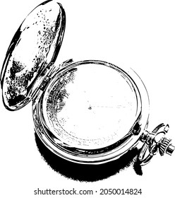 Vektorsilhouette der Taschenuhr. Für T-Shirt-, Wand-, Notebook- oder Tagebuchdrucke. Modisch gedruckt.