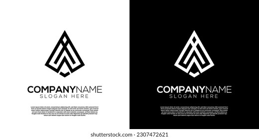 Vector silhouette pointed spear w letter logo. Creative logo inspiration