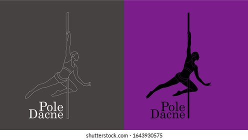 Vector, Silhouette of Pole dance isolation, Woman pole dance in the vector design, Pole dance illustration for fitness, striptease dancers, exotic dance with line art drawing, Cambodia