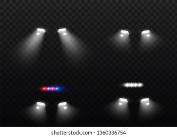 Vector silhouette of a police car with headlights