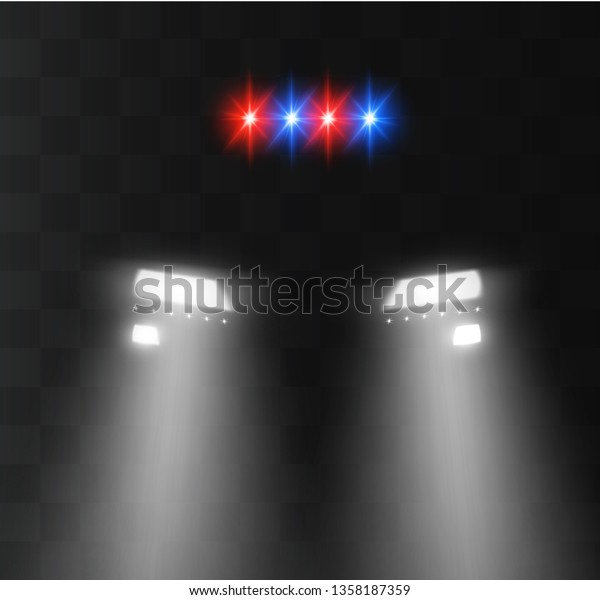 Vector\
silhouette of a police car with\
headlights