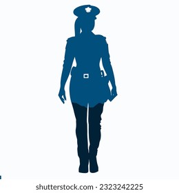 Vector Silhouette of a Police Officer in Uniform