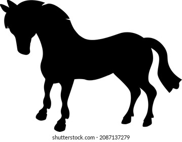 Vector silhouette of a pony horse. Cartoon-style illustration.