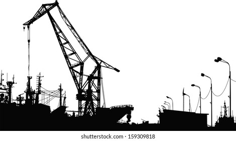 Silueta vectorial de la grúa del puerto