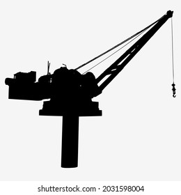 vector Silhouette of port cranes , Isolated on white background

