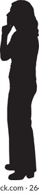 Vector; silhouette of a portrait of a woman with a pensive expression