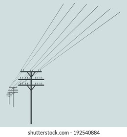 Vector Silhouette of Power Line