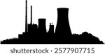 Vector silhouette power plant - nuclear power plant for power generation - electricity and power generation - design element