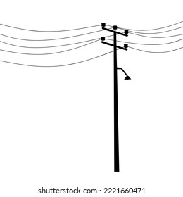 Vector silhouette of a power pole on a white background. High voltage power line cable. Great for logos about the supplying power industry.