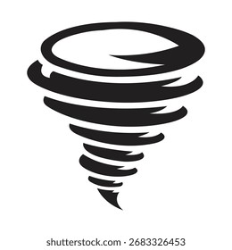 Silueta de Vector de tornado potente con forma de embudo en espiral