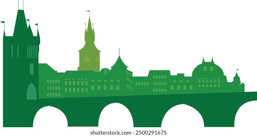 Vector silhouette of Prague prepared and cleaned