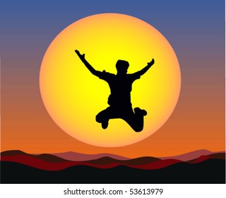 Vector silhouette praying man
