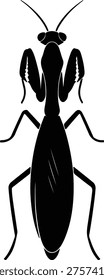 Vector silhouette praying mantis insect top view simple icon design