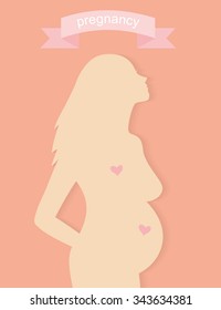Vector silhouette of pregnant woman.