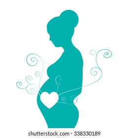 Vector silhouette of pregnant woman, eps 10