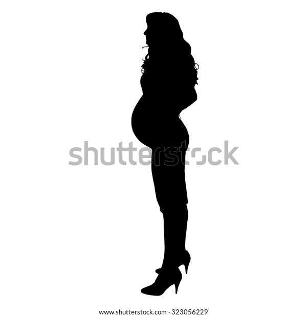 Download Vector Silhouette Pregnant Woman On White Stock Vector ...