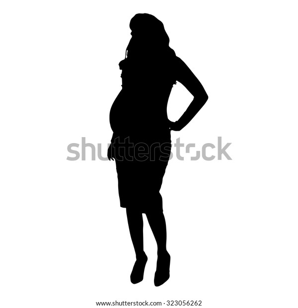 Download Vector Silhouette Pregnant Woman On White Stock Vector (Royalty Free) 323056262