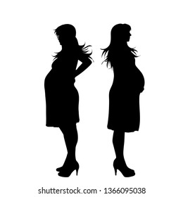 Vector silhouette of pregnant woman. Symbol of pregnancy.