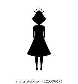 Vector silhouette princess isolated on white