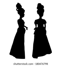 Vector silhouette of a princess on a white background. 