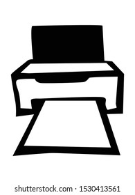 Vector silhouette of printer. Motives of office, objects, business, workplace, working, white collar
