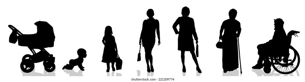 Vector silhouette of the process of generational people.