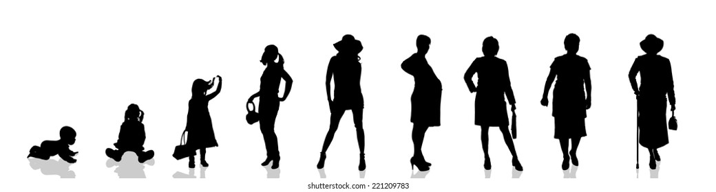 Vector silhouette of the process of generational people.