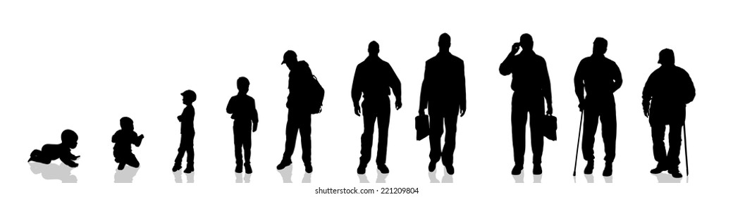 Vector silhouette of the process of generational people.