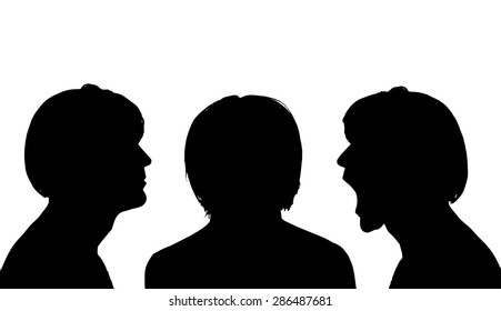 Vector silhouette profile face man on a white background.