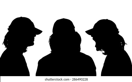 Vector silhouette profile face man on a white background.