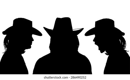Vector silhouette profile face man on a white background.