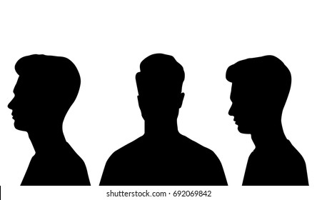 Vector Silhouette Profile And Head Teen, Black Color, Isolated On White Background