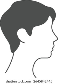 Vector silhouette profile illustrations of male and female heads with abstract designs
