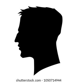 Vector silhouette of profile man isolated on white