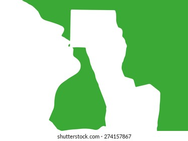 Vector silhouette profile of a man on a green background.
