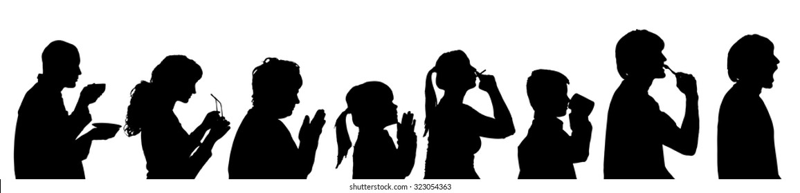 Vector silhouette profile of people on a white background.
